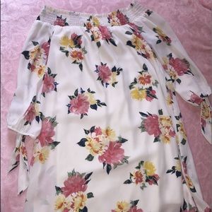 Off the shoulders , Flower Short Dress